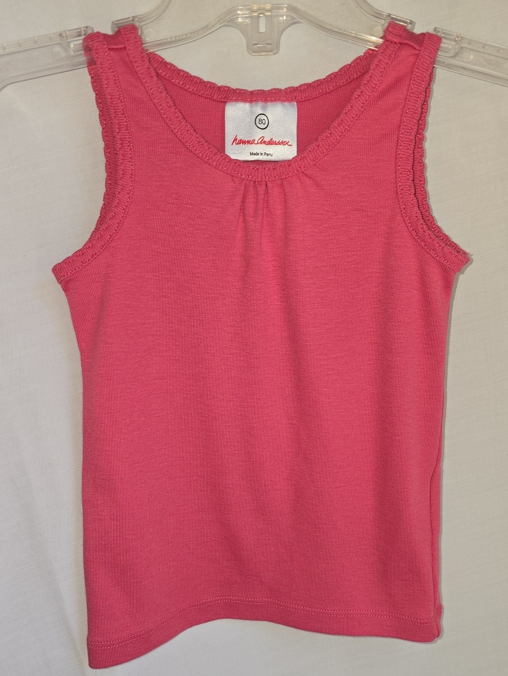 Hanna Andersson Pink Girl's Ribbed Tank with Trim - Size 80 / 18-24 Months